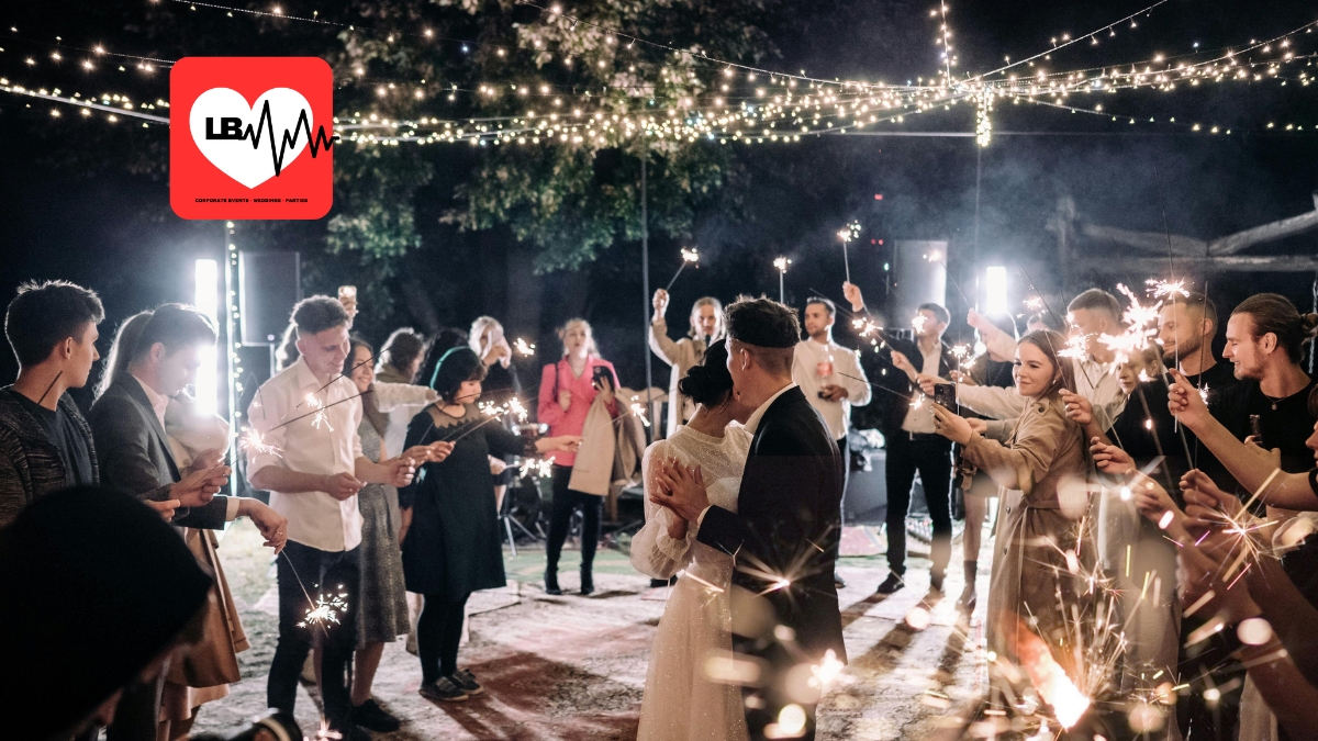 Bride and groom dancing during live wedding band performance in Tuscany